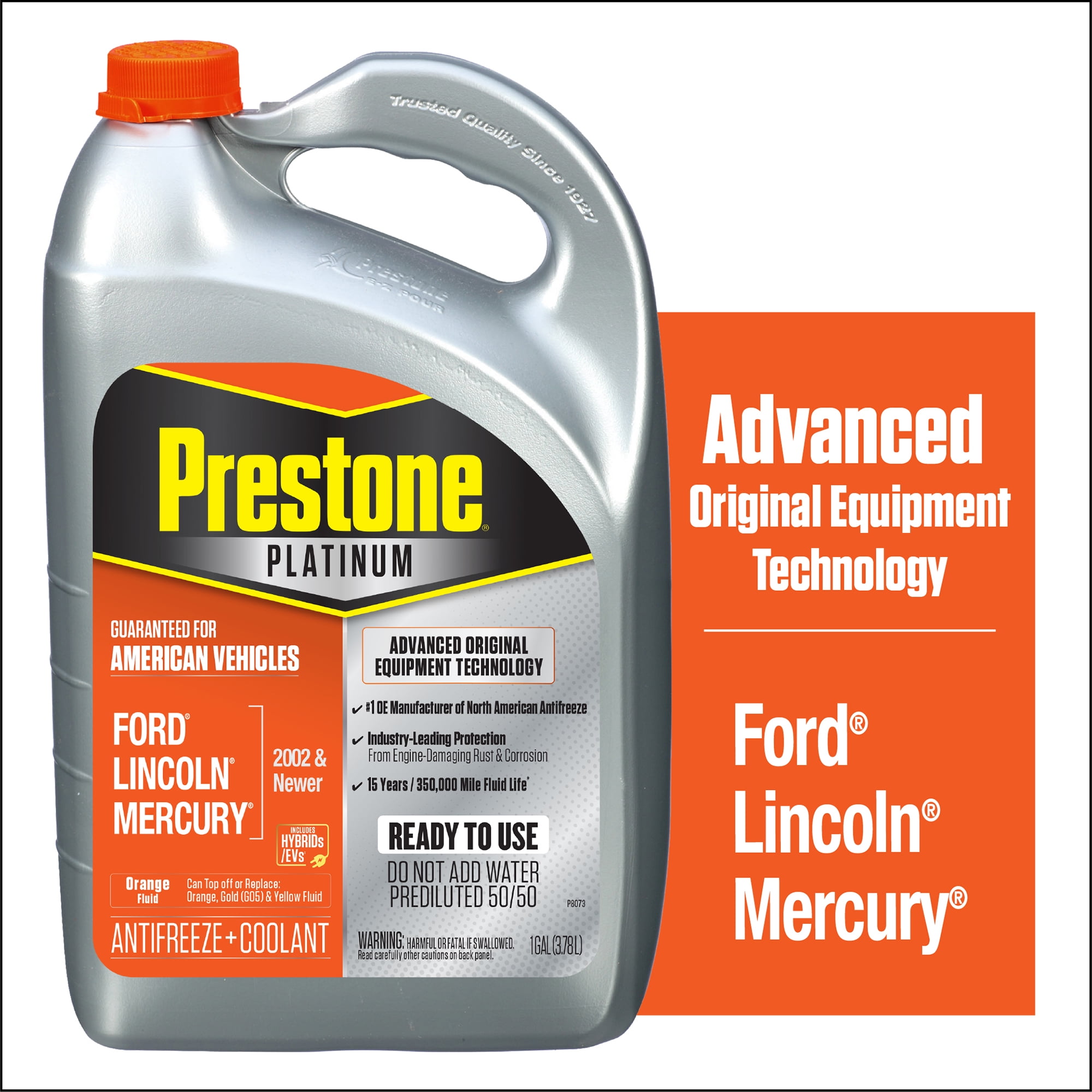 (2 pack) Prestone Platinum American Orange Antifreeze and Coolant 50/50 1 Gallon