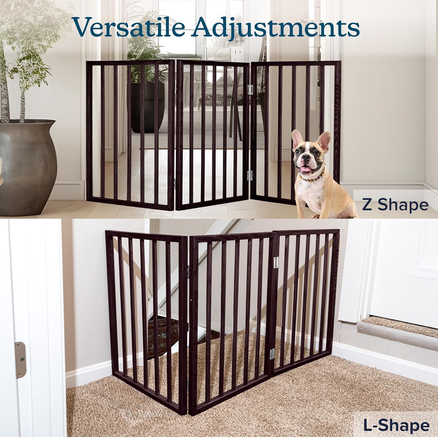 4-Panel Indoor Foldable Pet Fence for Stairs, Hallways, or Doorways - 72x24-Inch Retractable Freestanding Dog Gate