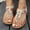 Beige, variant on Women Comfy Shoes Round Toe Open Toe Elastic Back Bohemian Flat Plus Size Ethnic Style Wear
