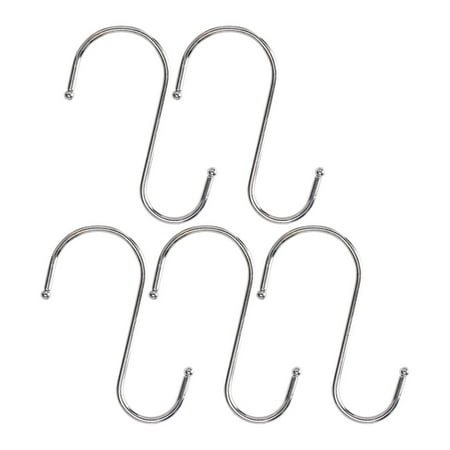 

Unique Bargains 5 Pcs Stainless Steel Kitchen Pot Pan Clothes Hanger 9.5cm Long S Shaped Hook