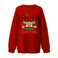 thumbnail image 3 of Crewneck Merry Christmas Sweatshirts for Women 2025 Elk Reindeer Graphic Sweatshirt Drop Shoulder Soft Pullover Tops, 3 of 4