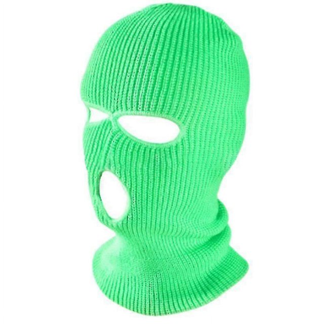 CHAO Pasamontañas de punto con 3 agujeros para cubrir toda la cara, para esquiar, ciclismo, para invierno, color verde 1