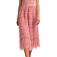 thumbnail image 5 of Easter Carnival Long Skirt For Women Layered Mesh Panel Flared A-Line Midi Skirt For Elegant Party Events And Daily Casual Wear, 5 of 6
