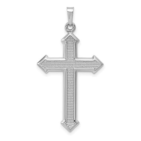Quality Gold XR1624 14K White Gold Polished & Textured Cross Pendant