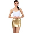 thumbnail image 6 of Sakkas Women's Shiny Metallic Liquid Mini Skirt - Gold - Large, 6 of 8