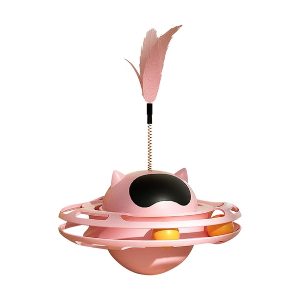 Great promotion! Funny Cat Educational Toy Cat UFO Tumbler Turntable Self-entertainment To Boredom With Feather Amusement Board