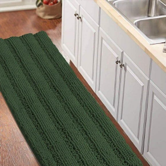 Super Soft Non Slip Shaggy Microfiber Bath Mat & Rug - Bronze Green (59 x 20)
