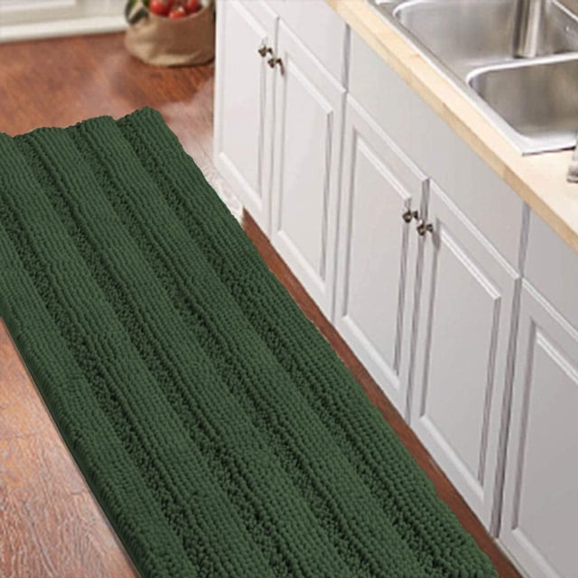 Super Soft Non Slip Shaggy Microfiber Bath Mat & Rug - Bronze Green (59 x 20)