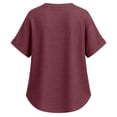 thumbnail image 5 of Oversized Tshirts for Women Casual Linen Cotton V Neck Short Sleeve Tops Loose Comfy Red Summer Tops for Women, 5 of 9