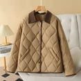 thumbnail image 6 of Olyvenn Women Middle Aged Elderly Cotton Clip Jacket Winter Coat Color Block Collared Lightweight Warm Cotton Outerwear Coffee XL, 6 of 9