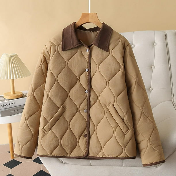Parkas de manga larga para mujer, chaquetas acolchadas cálidas para mujer, chaqueta acolchada lisa de manga larga con estampado floral, abrigos con bolsillos, blusa para mujer