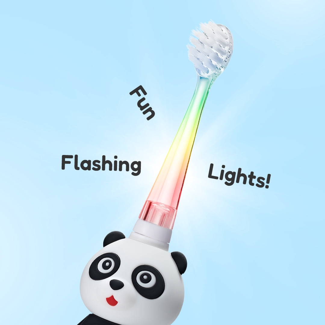 Brush-Baby WildOnes Toddler Electric Rechargeable Toothbrush, Panda Design, 3 Brush Heads, USB Cable