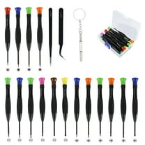 Ghojet 19pcs Magnetic Screwdriver Set 0.8-3mm Alloy Steel Micro Cross Screwdriver Kit Metric Flat Head Pentagonal Screwdriver with Tweezers for Watch Eyeglasses Jewelry Electronics Repair