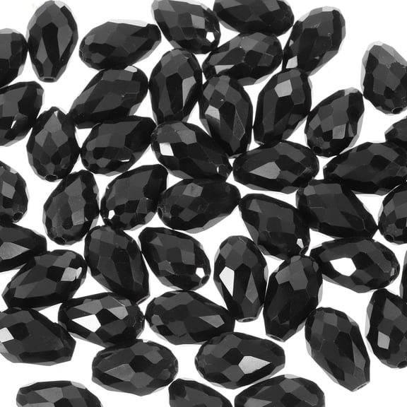 Uxcell 10mm Faceted Glass Beads, 100 Pcs Black Bicone Birthstone Bead Vertical Hole for DIY Crafting Bracelet Necklace Jewelry Making