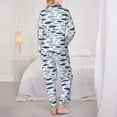 thumbnail image 3 of Bingfone Womens Pajama Sets Blue Fish Print,Long Sleeve Loungewear Pajamas Set-X-Large, 3 of 8