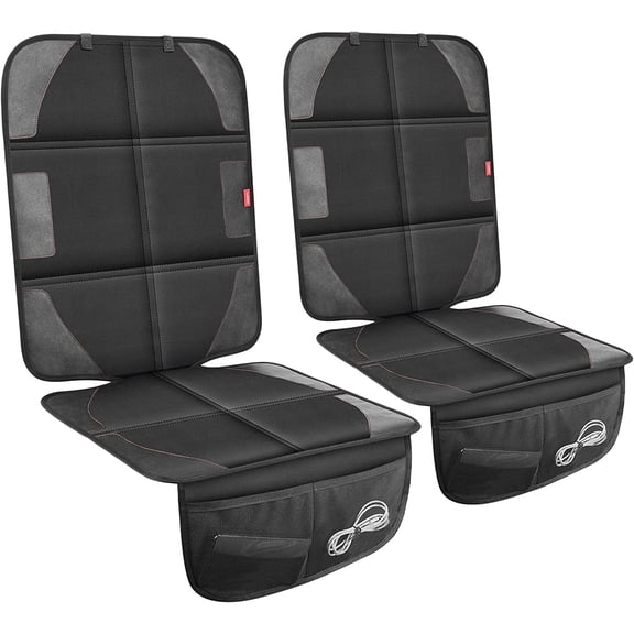 Car Seat Protector with Thickest Padding,Waterproof 600D with Storage Pockets,Non-Slip Pets Fabric Child Baby Cover Leather Reinforced Vehicle Seat 1 Pack (Black)