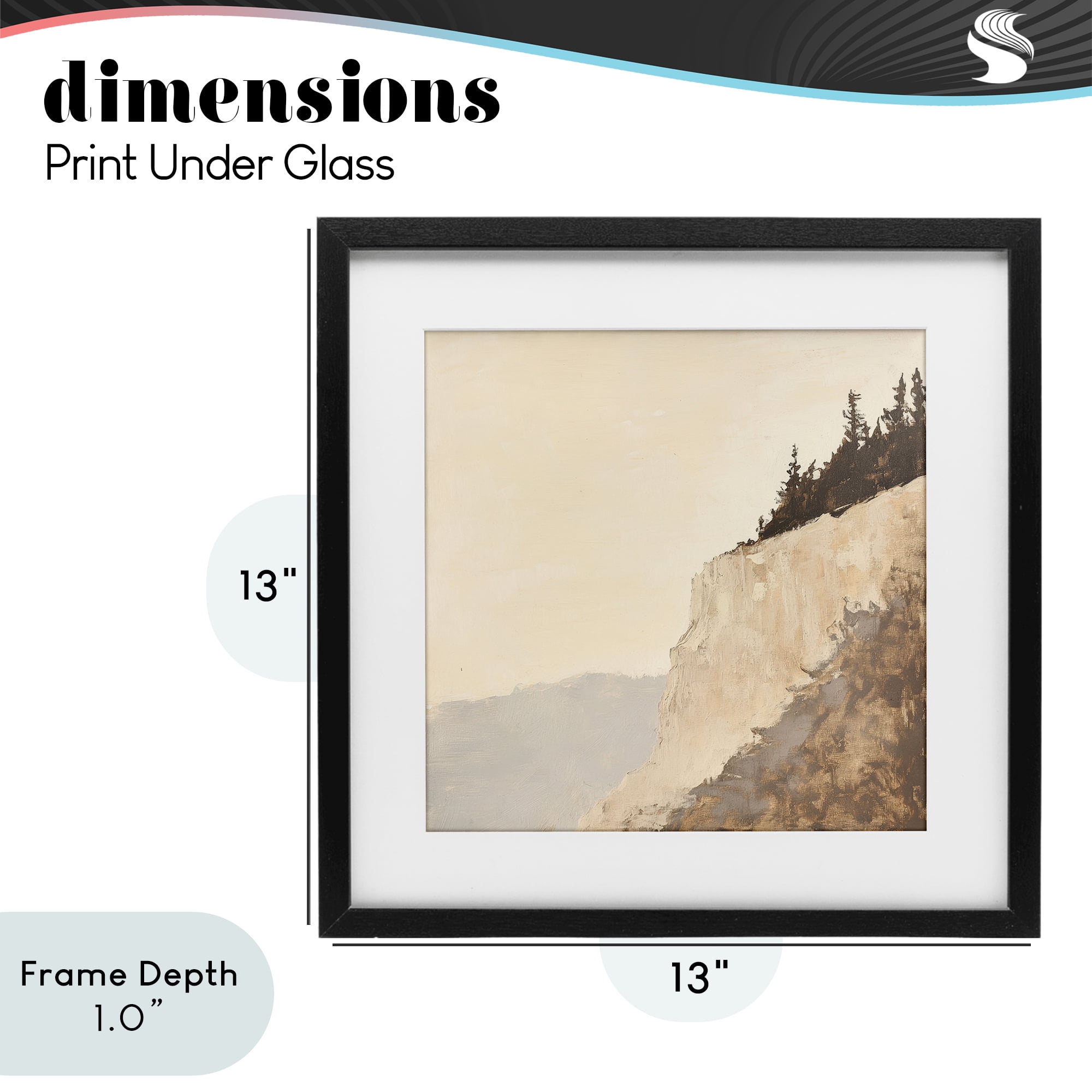 Stupell Industries Serene Cliffside Vista Black Framed Print Under Glass, design by Petal Prints Design