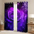 thumbnail image 2 of Homewish Valentine'S Day Rose Curtains Pack of 2 (42x84 Each),Silver Sequin Print Curtains Blackout,Purple Black Bedroom Curtains For Men Women,Luxury Bedroom Decor, 2 of 6