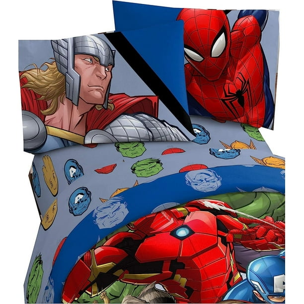 Marvel Avengers 3 pcs Twin Sheet Set for Kids Multicolor Kids Bedding