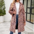 thumbnail image 2 of Penkiiy Womens Leopard Print Fleece Coat, Spring and Winter Fashion Fuzzy Jacket Faux Fur Fluffy Cardigan Faux Fur Coat Pink, 2 of 9