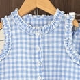 thumbnail image 4 of UngA Toddler Girl Summer Clothes Ruffle Tank Top and Loose Wide Leg Pants Kids Girls 2 Piece Outfits Set 5-6 Years,Blue, 4 of 6