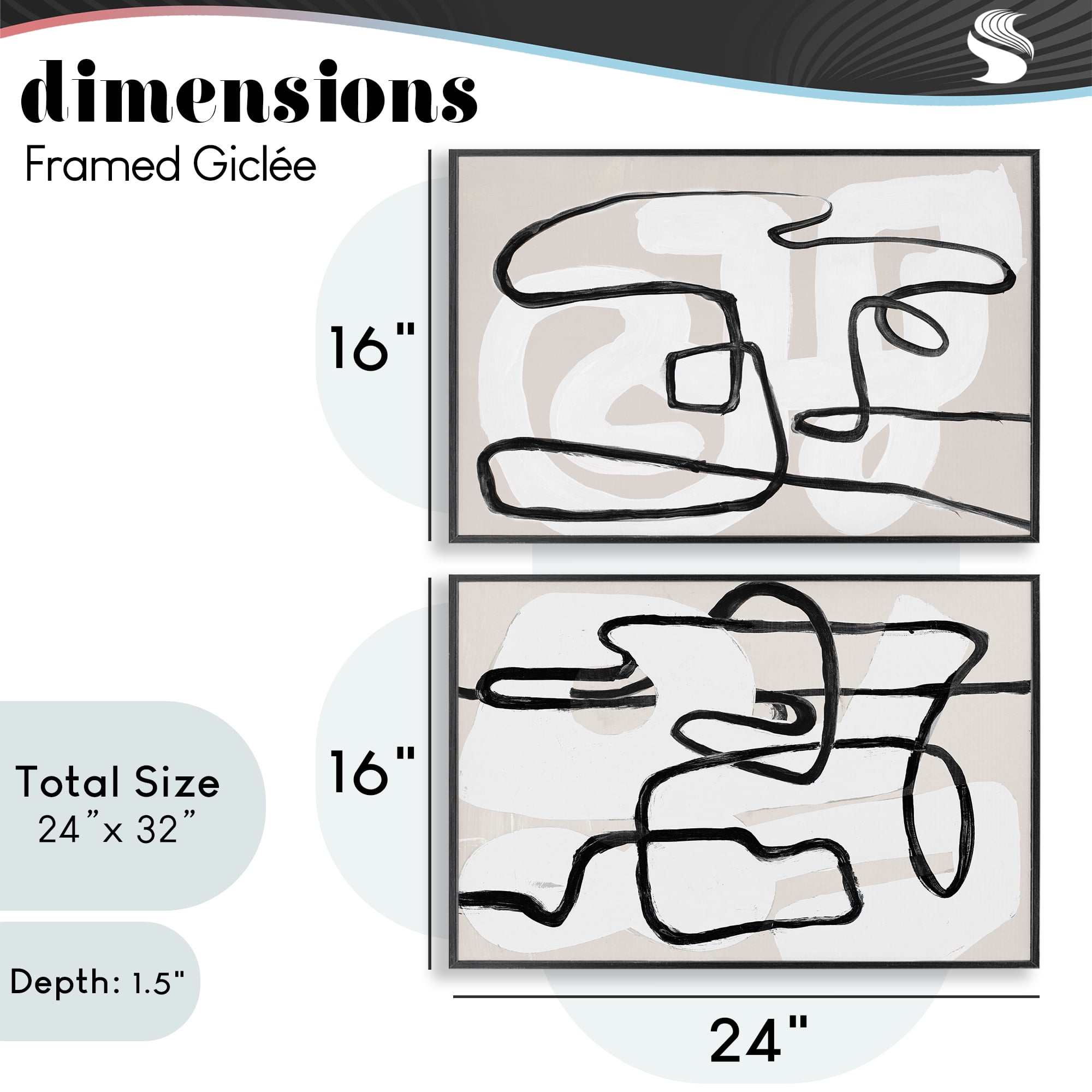 Stupell Industries Neutral Twists & Turns 2 Piece Black Framed Giclee Art Set, design by Lanie Loreth