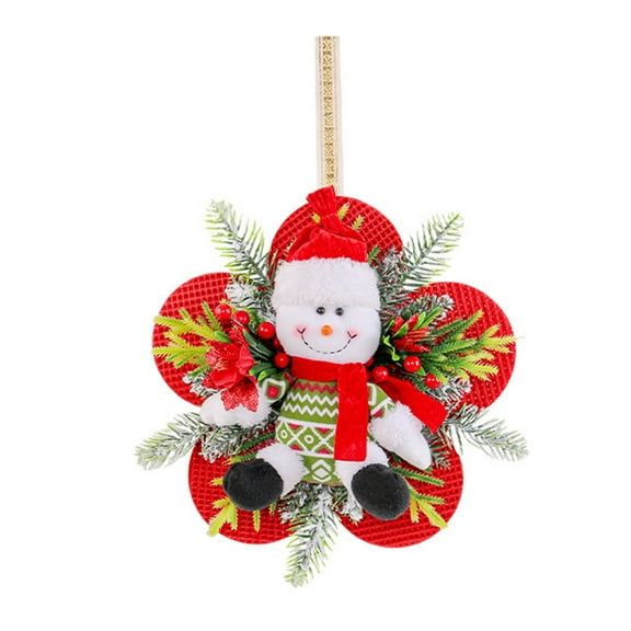 Noothes Christmas Wreath with Santa Snowman Figures Pre-Assembled Holiday Door Wall Hanging and Xmas Tree Ornament
