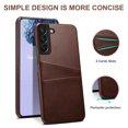 thumbnail image 3 of Dteck For Samsung Galaxy S22,Luxury Leather Card Holder Hard Back Lightweight Retro Slim Case Cover for Galaxy S22 5G,Brown, 3 of 5