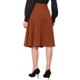 thumbnail image 3 of Falda midi plisada A-Line Inspire Chic para mujeres, falda de trabajo vintage de cintura alta, falda de negocios L naranja marrón, 3 of 6