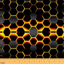 Homewish Geometric Honeycomb Fabric by the Yard 3 Yard,Minimalist Geometric Hexagon Sewing Fabric,Yellow Black Room Decor Fabric by the Yard For Teens,Ultra Soft Home Decor