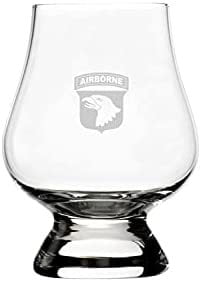 United States Army 101st Airborne Division Etched Glencairn Crystal Whisky Glass 