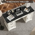 thumbnail image 4 of HARIPUL 58-Inch Executive Desk, Farmhouse Computer Desk with Drawers and Storage Cabinet, Wooden Home Office Desk Workstation, Study Writing Table, White & Black, 4 of 7