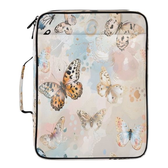 BZSMCE Pastel Flutter & Bloom Pattern Water-Resistant Filing Folder Binder Organizer Keeper 1.2 Inch 3-Ring 7-Pocket Expanding File