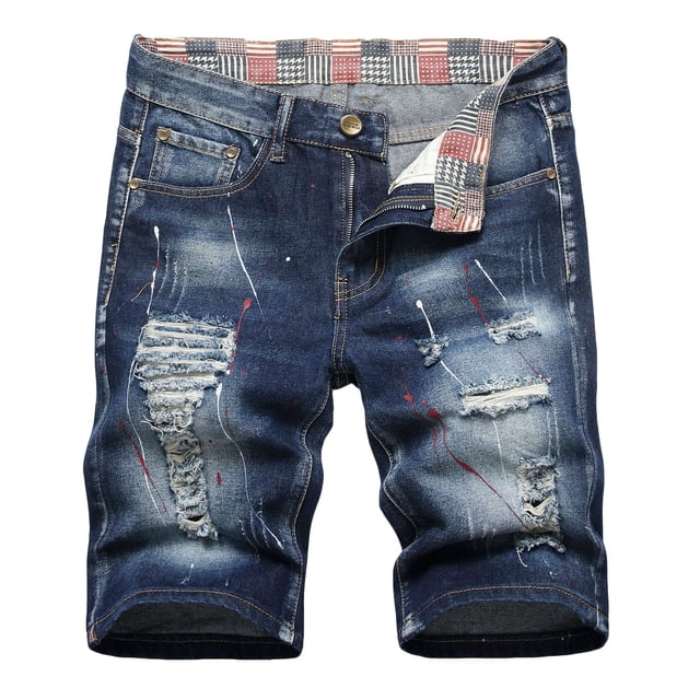 Pisexur Half Shorts Jeans Men's Summer Short Micro Inelastic Shorts Zipper Open Five Point Short Half Shorts Jeans