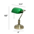 thumbnail image 3 of Creekwood Home 15" Timeless Antique Nickel Bankers Table Lamp, for Office, Study, Nightstand, Green Shade, 3 of 8