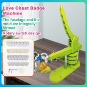 VIFERR DIY Heart Shaped DIY Full Metal Pin Button Maker Machine Installation-Free Button Maker Badge Punch Press with 100pcs Button Parts Easy to Use Best Gift for Kids Christmas Party Present (Green)