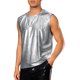 thumbnail image 4 of Chaleco metálico INSPIRE CHIC para hombres, sin mangas, patrón de cocodrilo brillante, top de tanque L plateado, 4 of 4