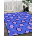 thumbnail image 3 of Ahgly Company Machine Washable Indoor Round Transitional Light Slate Blue Area Rugs, 4' Round, 3 of 7