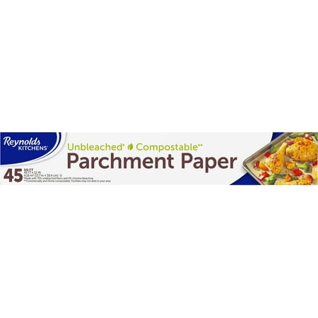 Reynolds Kitchens Unbleached Parchment Paper Roll, Non Stick Parchment Paper for Cooking and Baking, Oven Safe up to 425 Degrees, Chlorine-Free, 45 Feet x 12 Inches, 45 Total Sq. Ft.
