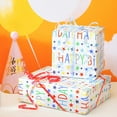 thumbnail image 6 of Blue Birthday Wrapping Paper Roll - 17 X 120 Inch - Colorful Happy Lettering, Cake, Gift Box Pattern for Kid Boys Party, Baby Shower, Holiday, 6 of 8