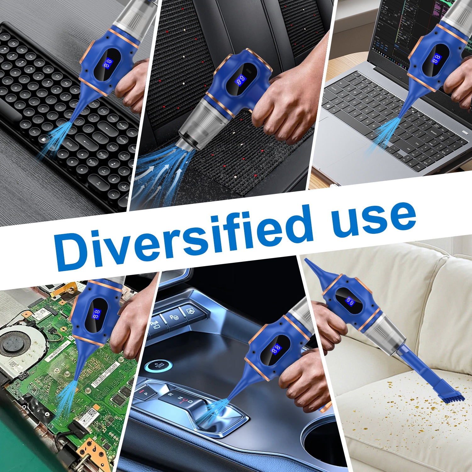 Compressed Air Duster Cordless Handheld Vacuum,AILKIN LED Display 120000Pa 3000mAh Air Blower Electric Compressed Air Duster Cleaner for Computer Keyboard Cleaning,Car,Electronics,Office