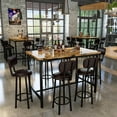 thumbnail image 3 of Baxluxe 50" Counter Height Dining Table and Chairs Set for 6, Modern 7-Piece Pub Table with 6 PU Leather Bar Stools, Space-Saving Metal & MDF Tall Kitchen Table/Breakfast Nook Set, Brown, 3 of 9