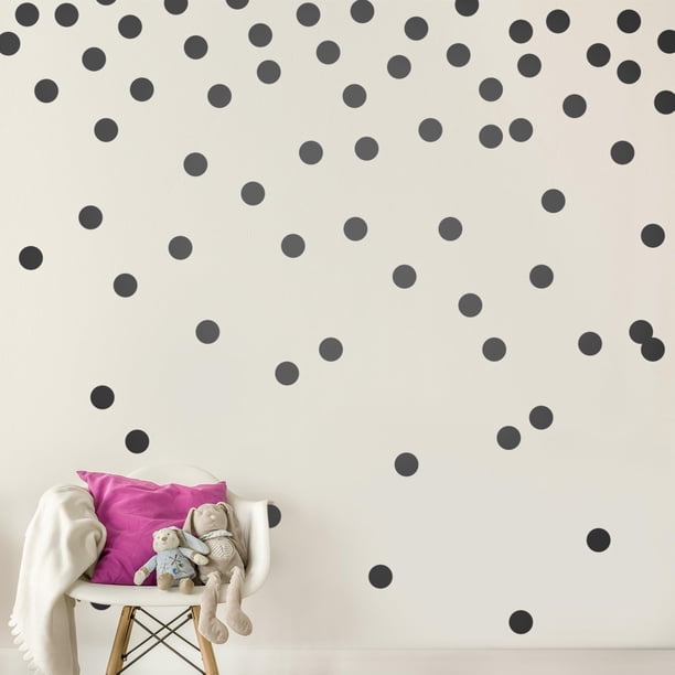 Puntos de calcomanías de pared (200 calcomanías) | Fácil de despegar y pegar + pintura segura en las paredes | Decoración de lunares de vinilo mate extraíble | Juego de hojas de papel grande con