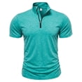 thumbnail image 5 of Moxiu Quarter Zip Mens Shirts Mock Neck Short Sleeve Athletic Dressy Business Work Shirt Summer Slim Outdoor Running Golf Tops Green,M, 5 of 8