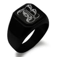 thumbnail image 1 of Stainless Steel Letter B Initial Royal Monogram Engraved Engraved Square Flat Top Biker Style Polished Signet Ring, 1 of 1