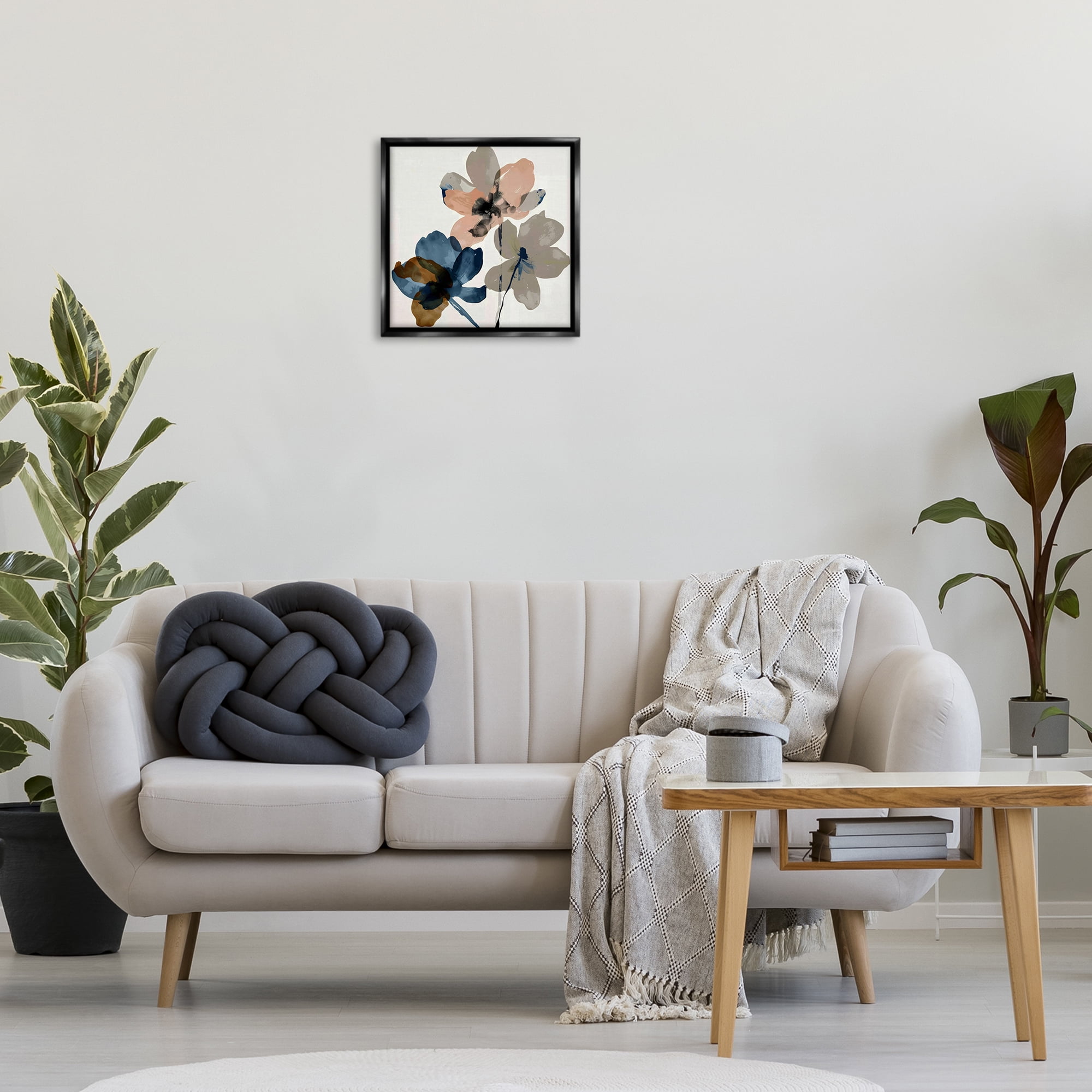 Stupell Industries Earthen Flower Petals Plants & Flowers Painting Black Floater Framed Canvas Art Print Wall Art, 18 x 18