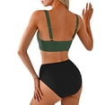 thumbnail image 5 of nerohusy Women's Tummy Control High Waisted Bikini Set Ruched Side Adjustable Strap 2 Piece Swimsuits,Army Green,L, 5 of 5