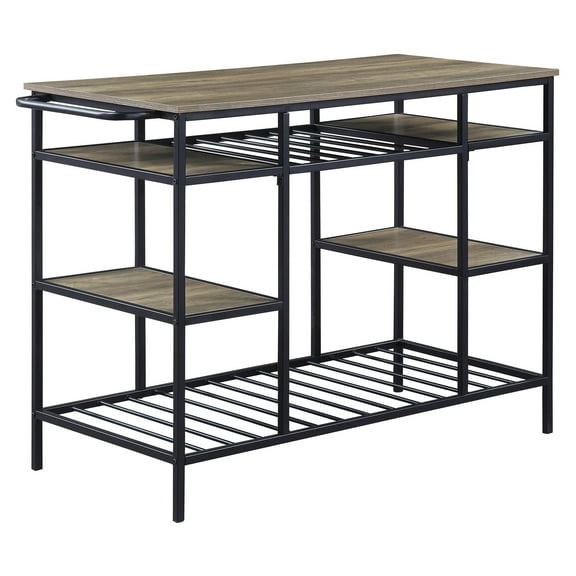 ACME Lona Kitchen Island in Rustic Oak and Black
