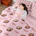thumbnail image 3 of Erosebridal Teens Sport Football Bedding Comforter Set 7pcs,Kawaii Ribbon Bow Queen Bedding Sets for Boys Girls,Pink Reversible,Lightweight Room Decor, 3 of 6