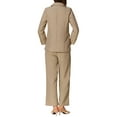 thumbnail image 3 of Women's Two Piece Sets Dressy Business Work Office Casual Outfits Blazer Pantsuits Sets XS Khaki, 3 of 6